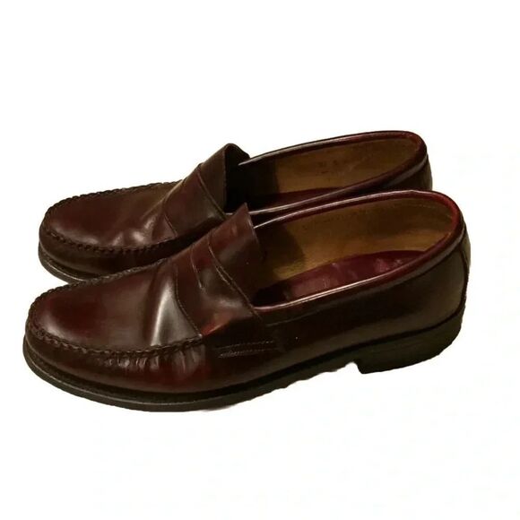 JOHNSTON MURPHY ARISTOCRAFT HEIDELBERG BURGUNDY LEATHER PENNY LOAFER SIZE 8 - Picture 6 of 8